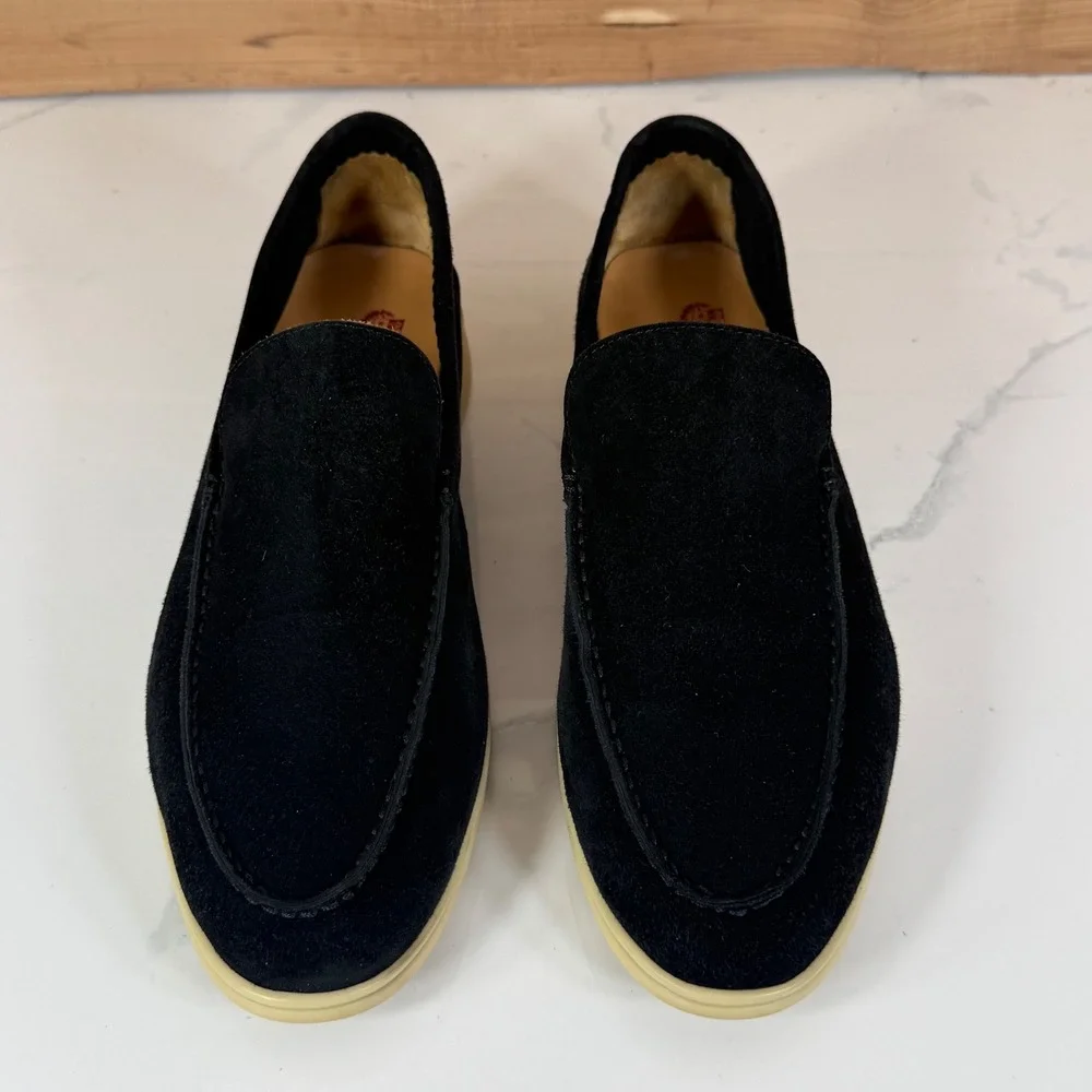 Loro Piana Summer Walk Black Suede Loafers Mens 41/ US 9  Made in Italy Luxury